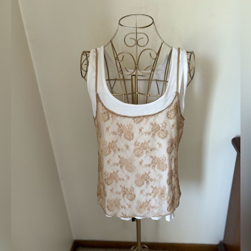 DKNY Lace 2 layer tank y2k
